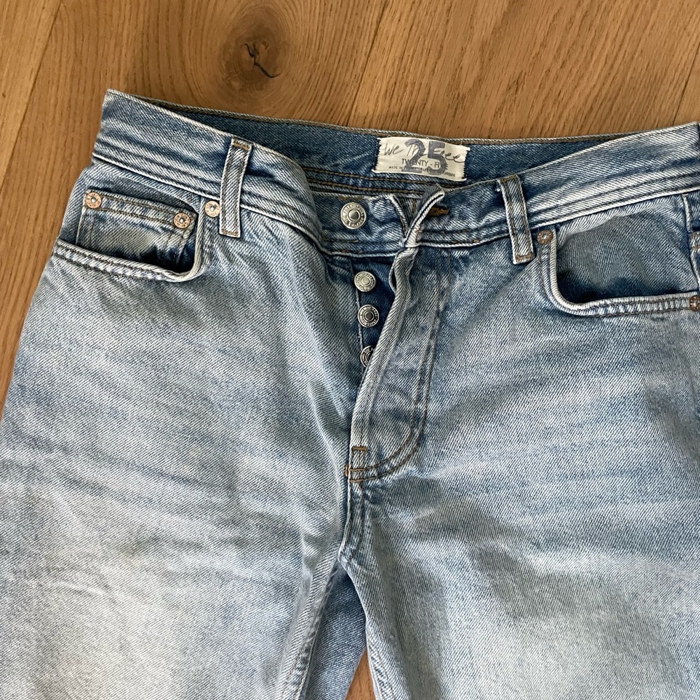 FREE PEOPLE We The Free Light Blue Button-Fly Jeans